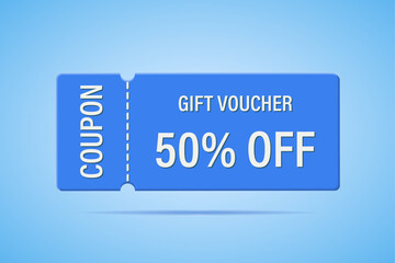 50% coupon promotion sale for website, internet ads, social media. Big sale and super sale coupon code 50 percent discount gift voucher coupon. Vector illustration