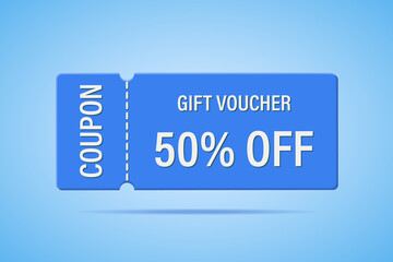 50% coupon promotion sale for website, internet ads, social media. Big sale and super sale coupon code 50 percent discount gift voucher coupon. 