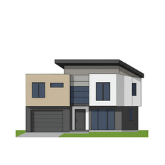 Illustration Of Modern House Architecture With Transparent Background