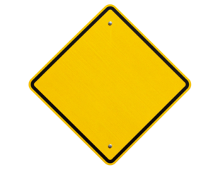 Empty Yellow Traffic Sign with Diamond Shape, isolated on transparent background