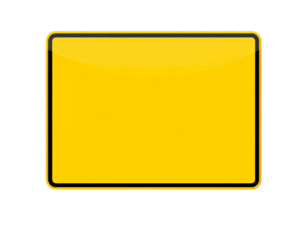 Large Blank Yellow Square Road Sign with Reflective Surface, isolated on transparent background