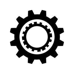 Illustration of a black gear with a white inner circle