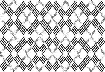 Abstract black and white geometric pattern repeating diamond shapes and lines background design