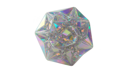 Iridescent Polygon Geometric Shape Transparent Background Abstract 3d Render