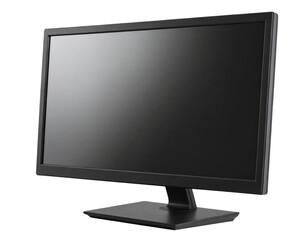 Wide Panorama Screen Monitor with Stand, Side View, Isolated on Transparent Background