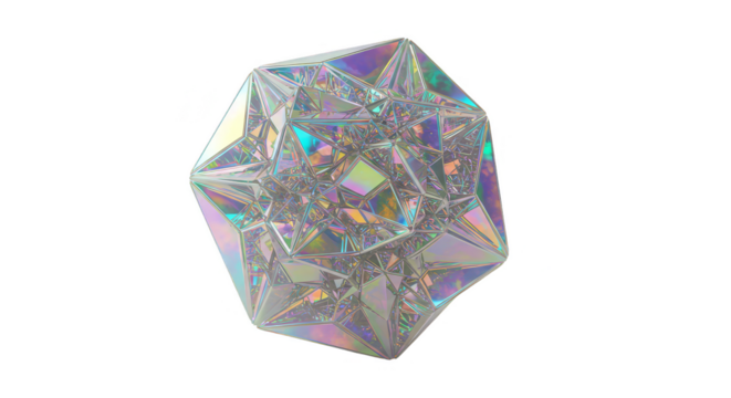 Iridescent Polygon Geometric Shape Transparent Background Abstract 3d Render