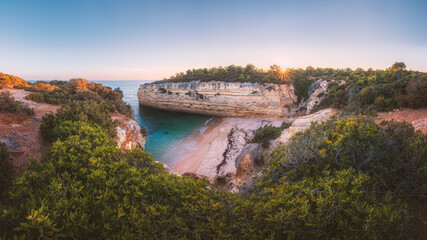 Sunset over the beautiful beach (Praia das Fontainhas - Algarve - Portugal)