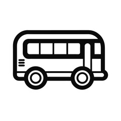 Black and white bus icon illustration for transportation and travel themes