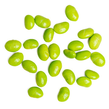 The High-resolution photograph top view of Japanese peas taken using the stacked focus technique.