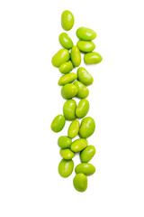 The High-resolution photograph top view of Japanese peas taken using the stacked focus technique.