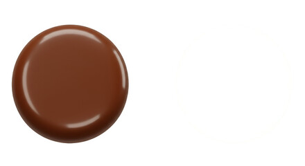 Isolated 3D Brown Chocolate Round Candy Sweet Food Dessert Treat