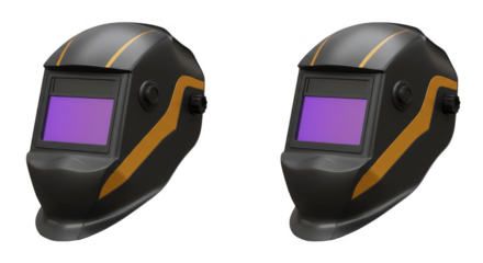 Illustration Two Black Welding Masks Safety Equipment Protection
