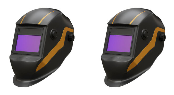Illustration Two Black Welding Masks Safety Equipment Protection - Powered by Adobe