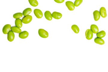The High-resolution photograph top view of Japanese peas taken using the stacked focus technique.
