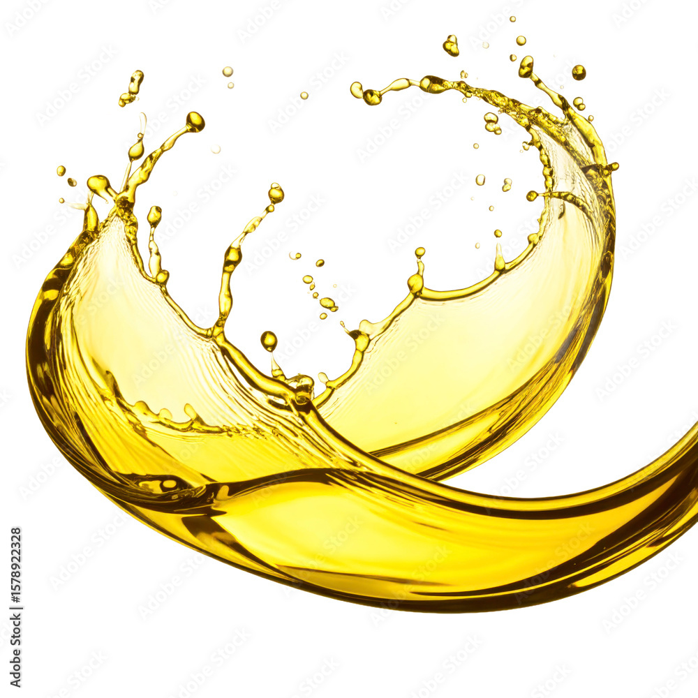 Fototapete golden liquid splash in dynamic motion with fluid waves and isolated transparent background