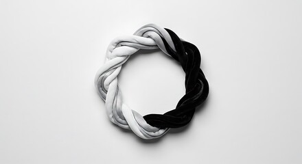 Naklejka premium Yin and Yang Braided Ring on White Background