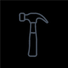 Minimalist claw hammer icon. Essential tool symbol for construction, DIY & home repair apps.