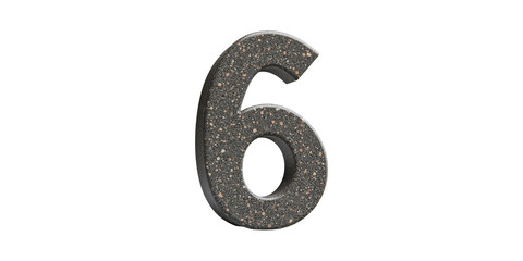 Naklejka premium Textured Stone Number Six. Symbolic Representation Of Numerals And Design Elements Isolated On Transparent Background