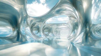 Mirror reflections with clean symmetry, glass clarity, light balance, modern visual distortion, and high-contrast aesthetic ideal for beauty, product, or abstract visual themes.