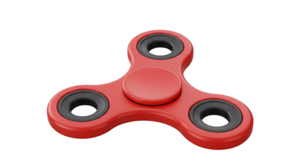 Isolated 3d Rendering of Red Fidget Spinner Toy with Transparent Background