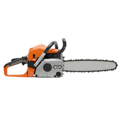 Fototapeta premium Isolated Chainsaw Power Tool Wood Cut Orange Engine Illustration