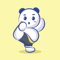 cute character cartoon panda learn martial arts vector design for element, sticker