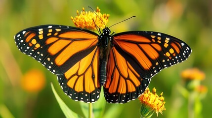 A butterfly resting on a wildflower in the sun