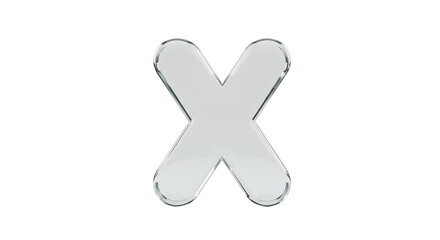 Fototapeta premium Glossy White Letter X Alphabet on Transparent Background Illustration