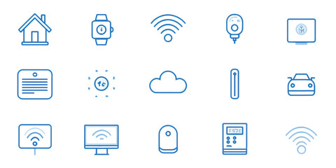 Modern Flat Vector Icons of Connected Devices and Wireless Systems