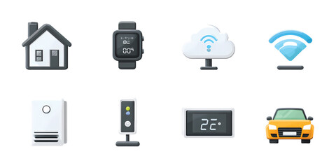 Smart Technology and IoT Icon Pack in Flat Vector Style