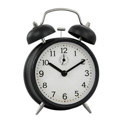 Isolated Illustration Of Black Alarm Clock On Transparent Background