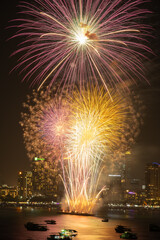 Spectacular Fireworks Over Cityscape