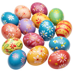 Isolated Colorful Easter Eggs Flowers Decoration Spring Holiday PNG