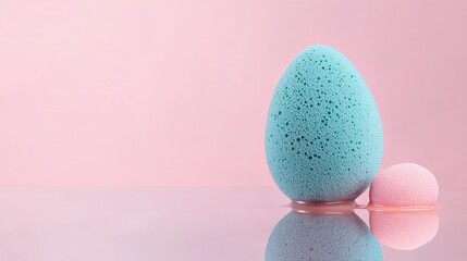 Colorful Sponges on Pink Background in Minimalist Beauty Concept Display