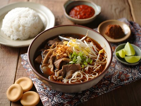 Authentic Soto Tauto. Indonesian Comfort Food with Noodles and Distinct Tauco Broth.