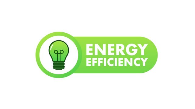 Energy Efficiency logo animation on white and blue background
