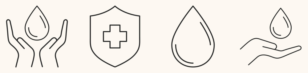 Dermatology Icons Set. Flat Cector illustration. Outline Icons Set Isolated on White Background