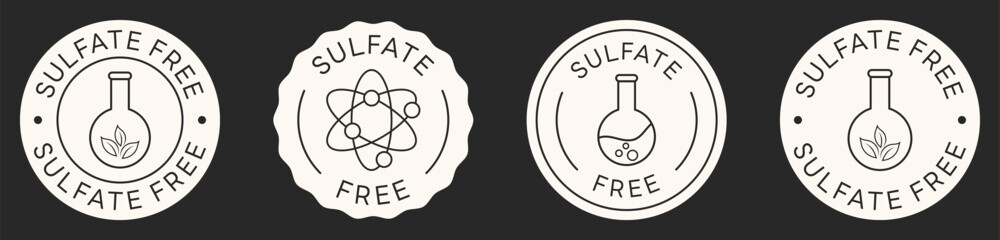 Sulfate Free Stamp. Set of Sulfate Free Signs. Vector Design Badges