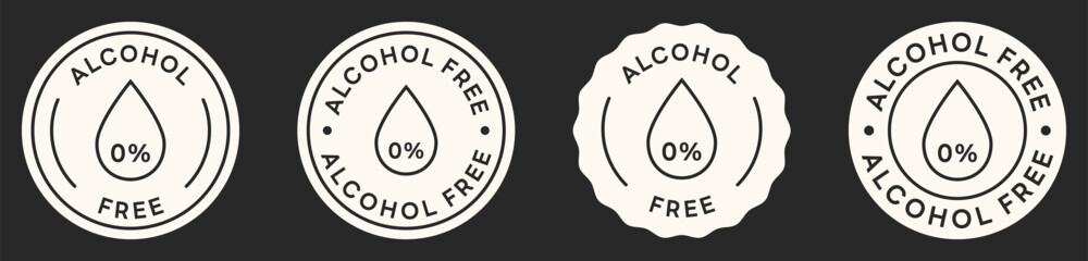 Alcohol Free Stamp. Set of Alcohol Free Signs. Vector Design Badges