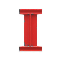 Isolated Illustration of Red Structural Metal Steel Beam on Transparent