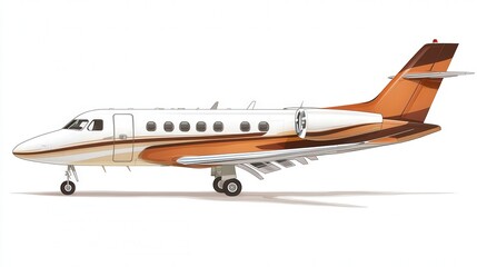 Business class turboprop aircraft, isolated on white background