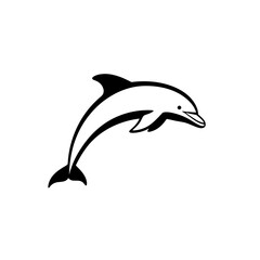 Obraz premium Graceful Dolphin: A captivating graphic showcases a dynamic dolphin in mid-leap, capturing the animal's elegant form and playful essence in clean lines and stark contrast.
