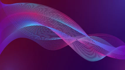 Fotobehang Fractal waves Abstract colorful twisted curve line waves technology background  © RentDunk Studio