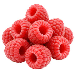 Isolated Pile Of Fresh Raspberries Fruit Red Berry In Transparent Background