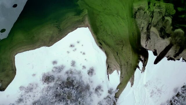 Winter on Lake Predil. View from above.