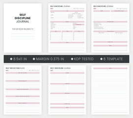 Self-Discipline Journal Template Printable, Build and Break Habits with This Self-Reflection Guide, Paperback