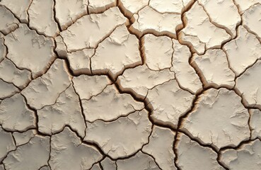 Obraz premium Cracked earth texture illustration. Drought, climate change concepts. Dry land surface, cracked ground, nature background. Abstract art design of fractured, arid land.