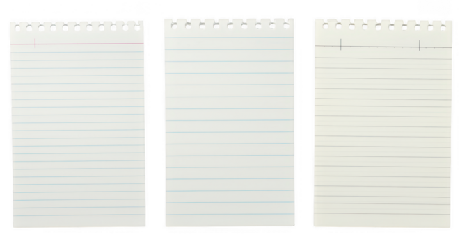 Three Spiral Notebooks: A clean shot of three lined spiral notebooks, offering a versatile image for various projects. Perfect for showcasing organization, planning, or education.