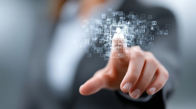 Business Professional Engages Digital Recruitment Process Online in Modern Office Environment