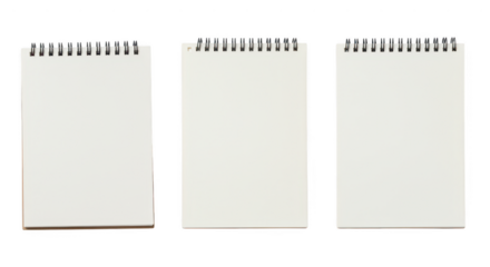 Three Blank Notebooks : Three blank notebooks arranged in a row, each page ready for a new beginning and fresh thoughts.